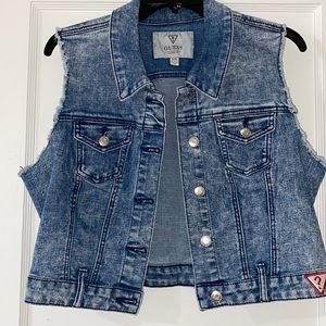 Acid wash denim GUESS vest